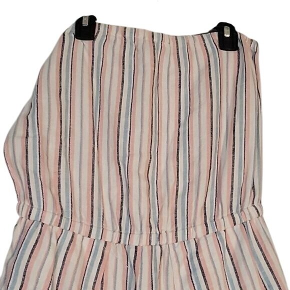 DREW Striped Strapless Flowy Wide-Leg Jumpsuit Elastic‎ Waist Bohemian Chic S - Picture 3 of 8